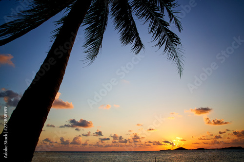 Sunrise at a tropical beach in Thailand