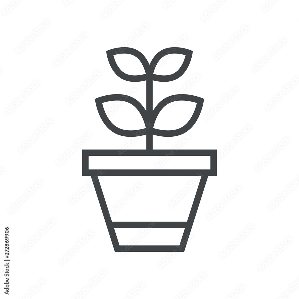 Line icon with plant in pot Line icon with plant in pot