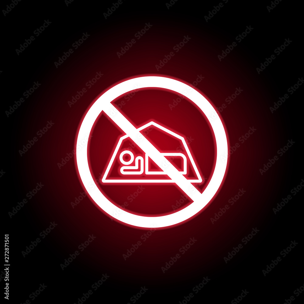 Forbidden sleeping icon in red neon style. Can be used for web, logo, mobile app, UI, UX Forbidden sleeping icon in red neon style. Can be used for web, logo, mobile app, UI, UX