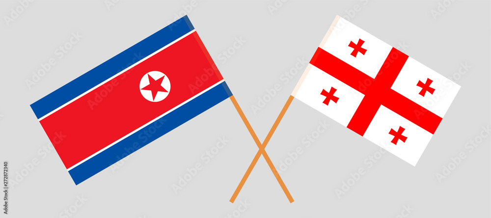 Georgia and North Korea. Crossed Georgian and Korean flags
