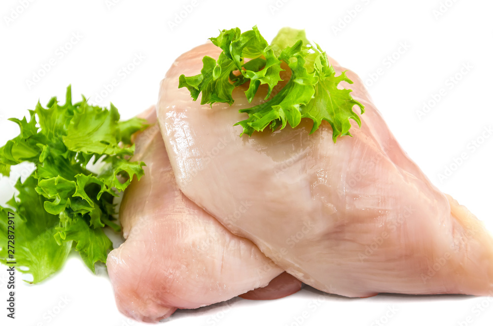 chicken fillet isolated on white background. Close-up. chicken fillet isolated on white background. Close-up.