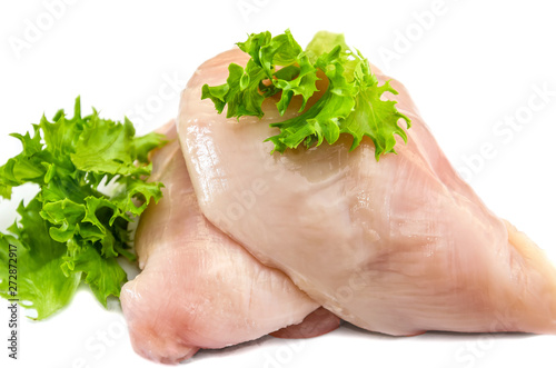 chicken fillet isolated on white background. Close-up.
