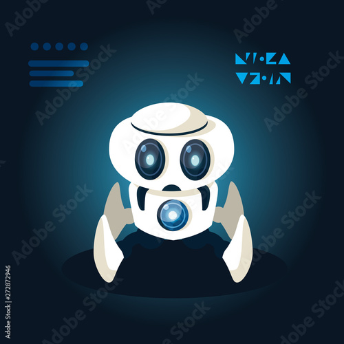 Technology robot cartoon over blue background © djvstock