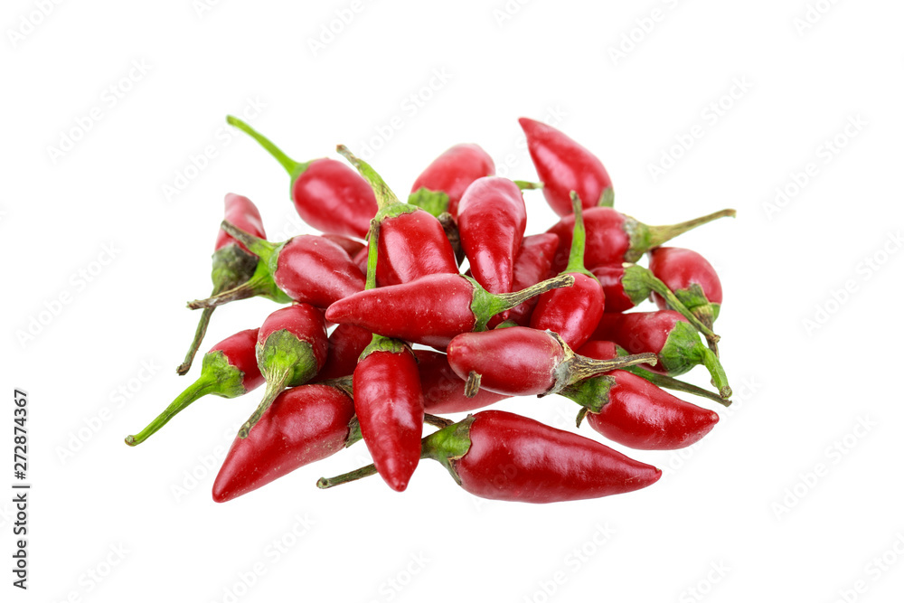 group of hot red jalapeno peppers on white background