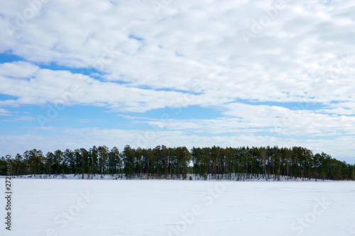 winter lake landscape in winter, winter forest snow lake © Алексей Филатов