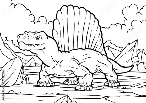Cartoon funny Dimetrodon, funny image