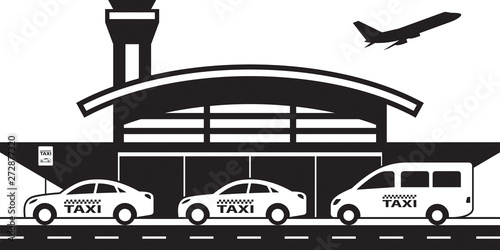 Taxi service to and from airport - vector illustration