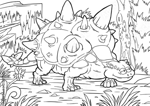 Fototapeta Naklejka Na Ścianę i Meble -  Coloring book for children with a dinosaur