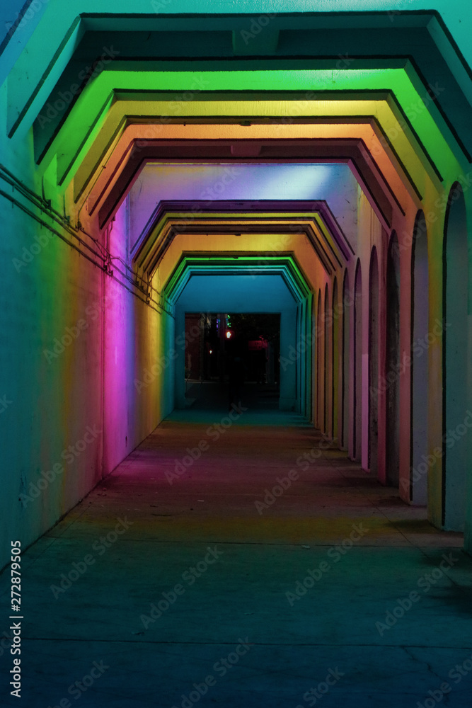 Birmingham, AL color tunnel at night 