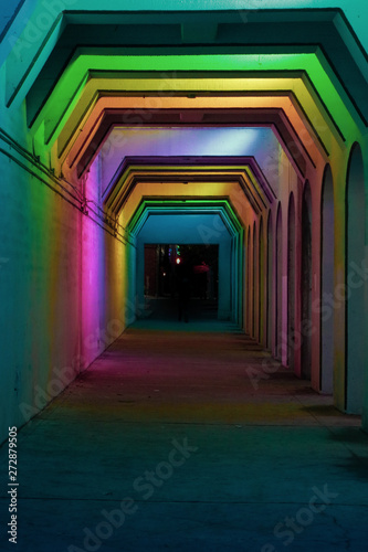 Fototapeta Naklejka Na Ścianę i Meble -  Birmingham, AL color tunnel at night 