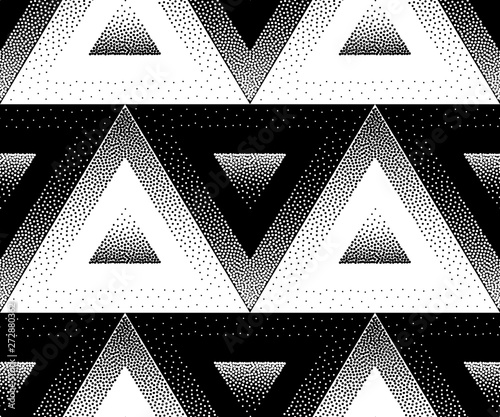 Abstract seamless pattern of dots. The illusion of volumetric figures.