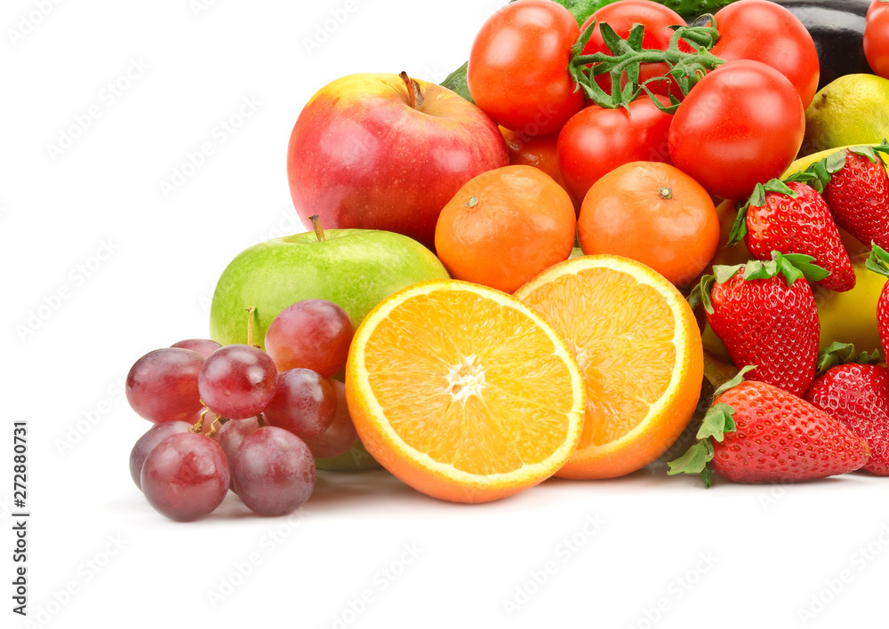 Ripe fruits and vegetables isolated on white Ripe fruits and vegetables isolated on white