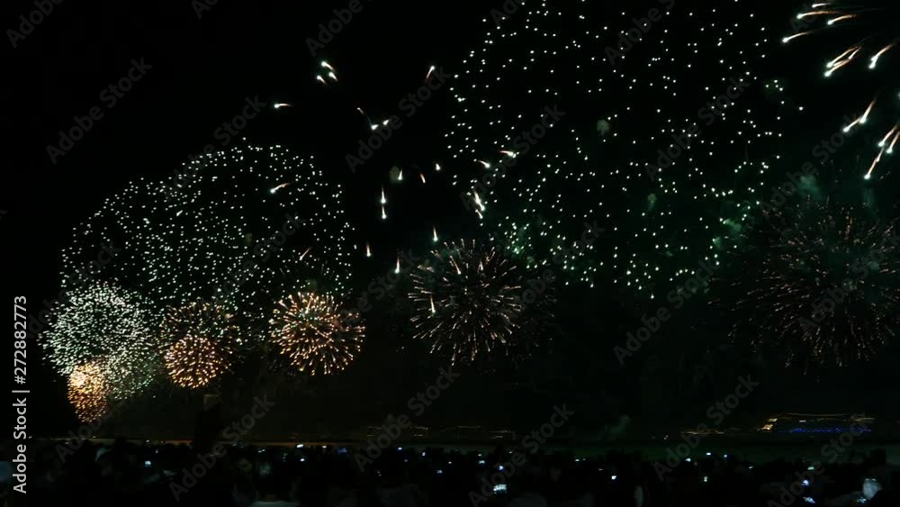 Fireworks over New Year's Eve at Copacabana beach in Rio de Janeiro