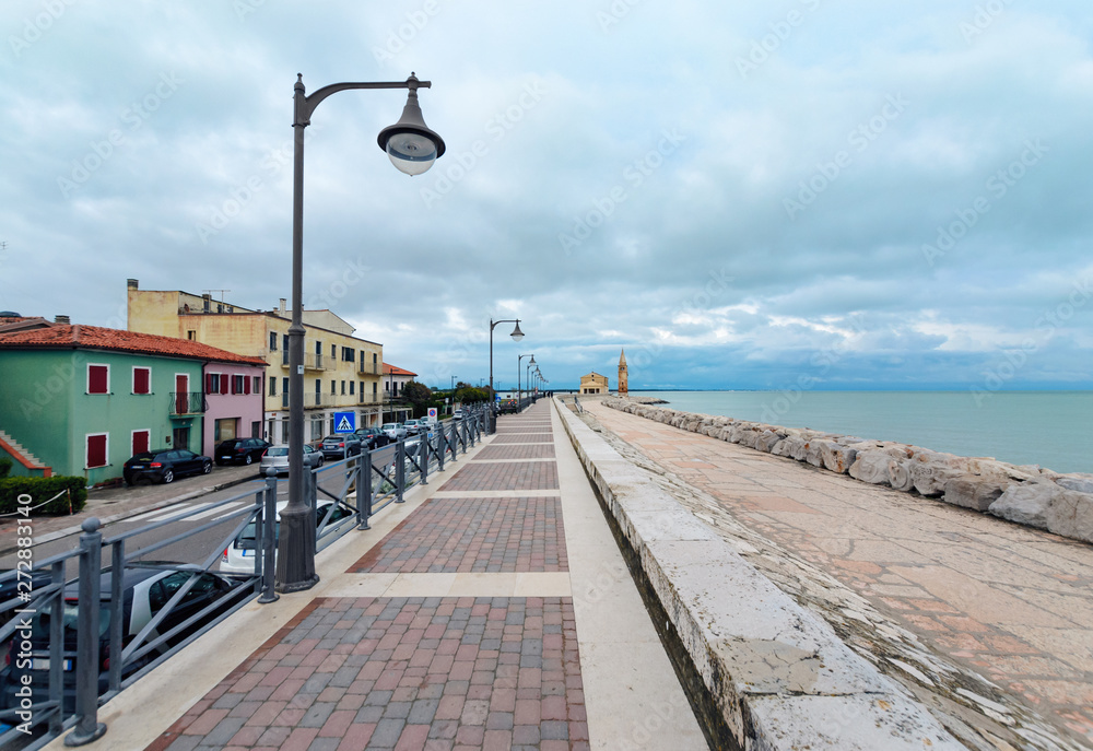 City street and embankment in Caorle