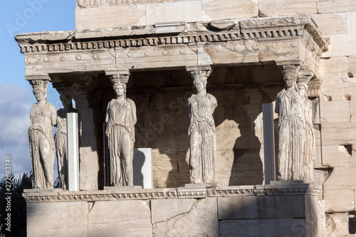 The Porch of the Caryatids in The Erechtheion at Acropolis of Athens, Attica, Greece