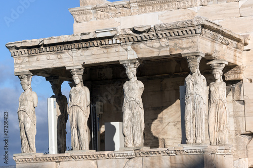 The Porch of the Caryatids in The Erechtheion at Acropolis of Athens, Attica, Greece
