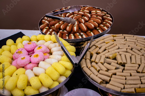 Variety of Sweet, Traditional, Indian Desserts Served at a Buffet