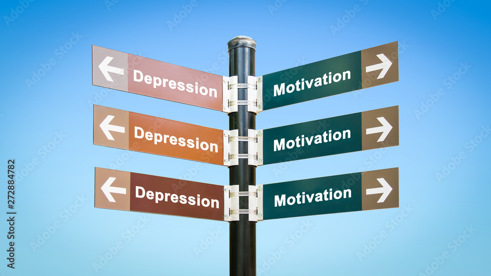 Fototapeta premium Street Sign Motivation versus Depression