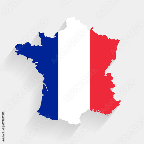 France flag map on gray background, vector