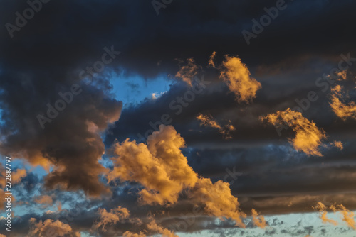 Dramatic sky at sunset before the storm