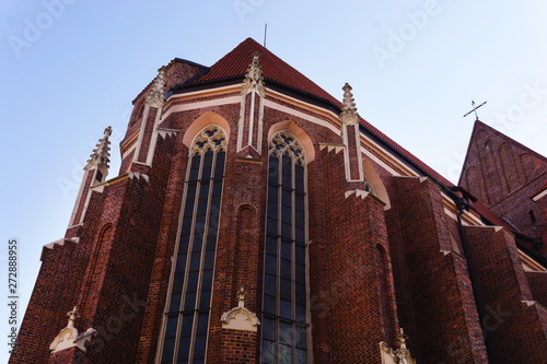 Old brick church in Wroclaw. The ancient architecture of the city
