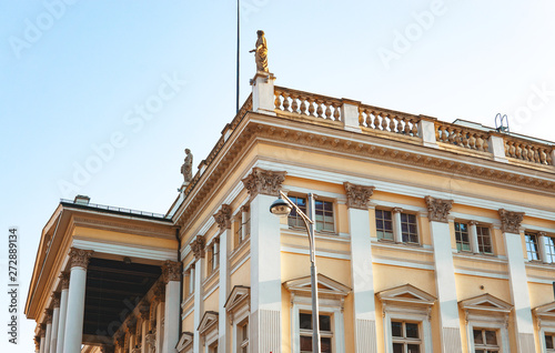 Old house in Poland. Wroclaw The facade of an old stone building. Architecture