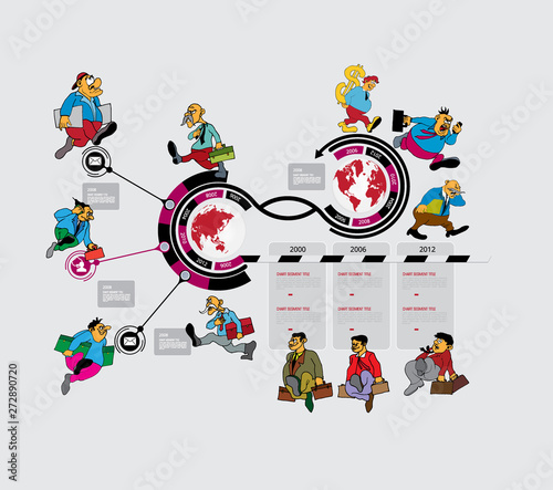 Abstract infographics template with cartoon character. Vector illustration