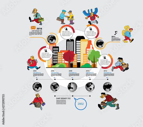 Abstract infographics template with cartoon character. Vector illustration