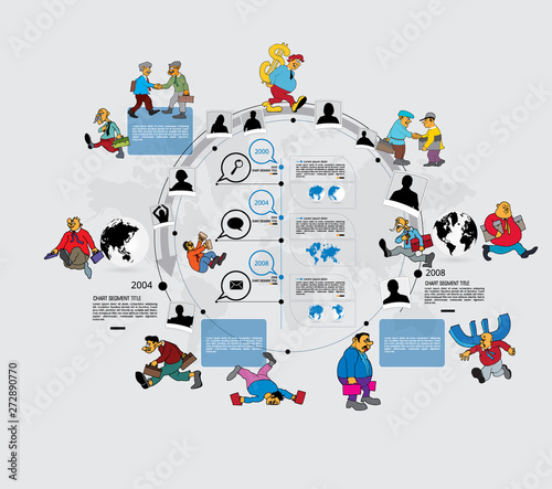 Abstract infographics template with cartoon character. Vector illustration