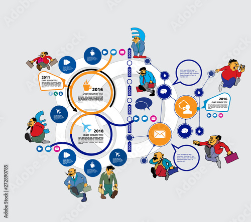 Abstract infographics template with cartoon character. Vector illustration