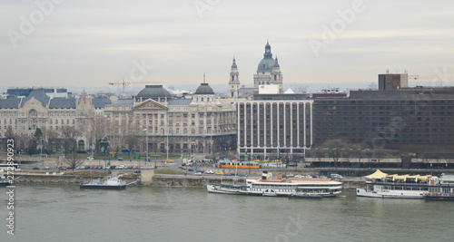 Danube River embankment from Buda castle in Budapest on December 29, 2017.