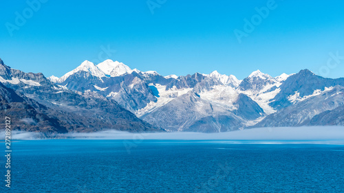 Glacier Bay National Park, Alaska. Spectacular sweeping vista of ice capped/ snow covered mountains, glaciers, wildlife landscape. Absolutely breathtaking natural untouched serene nature views.