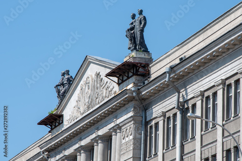 Part of the facade of the building, the city of Minsk,the Windows and balconies,