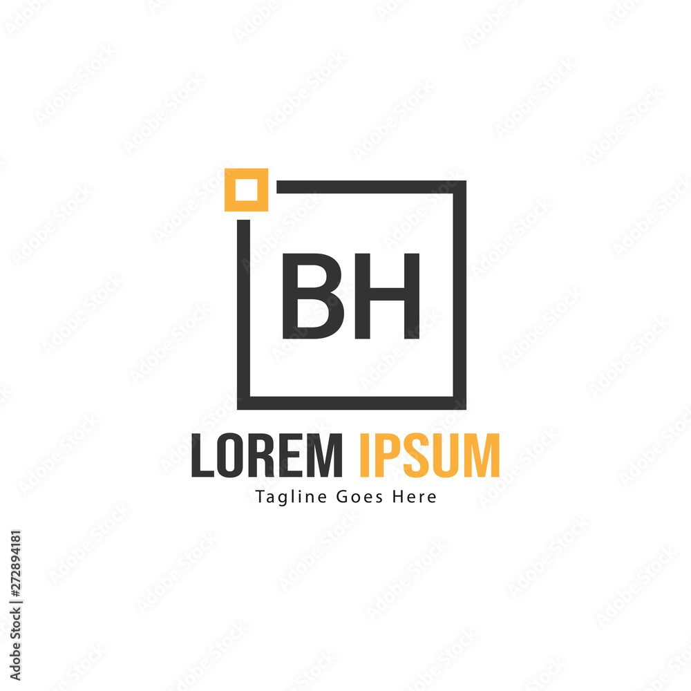 Fototapeta premium BH Letter Logo Design. Creative Modern BH Letters Icon Illustration