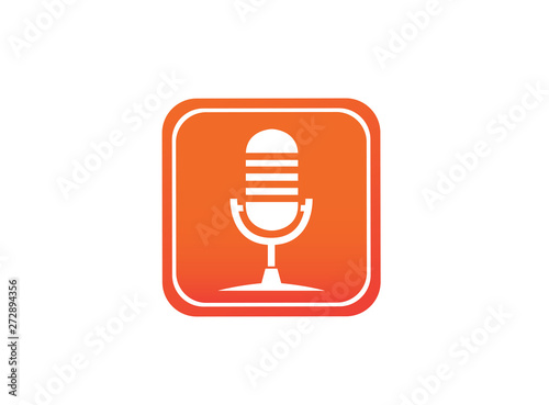 Microphone and karaoke symbol logo design illustration, mic in the shape