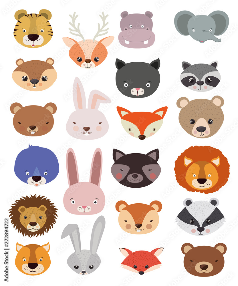 Animals Set in flat style, vector illustration