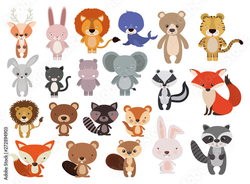 Animals Set in flat style, vector illustration