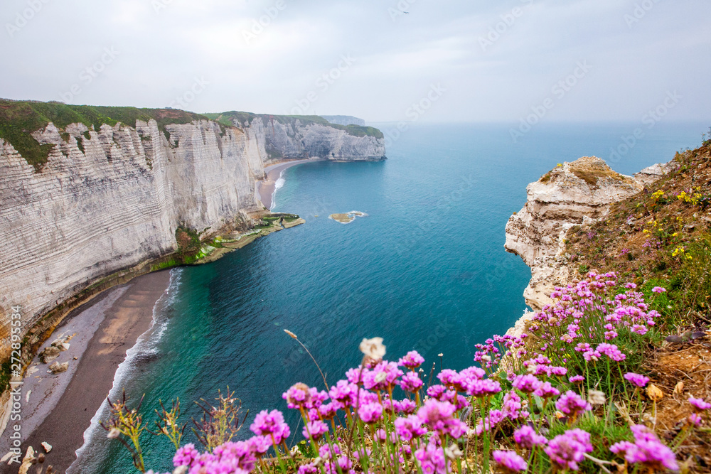 Fototapeta premium Colorful cliffs in Etretat, Atlantic coast of France