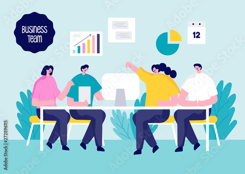 Business Concept. Team Work. Vector illustration flat design.