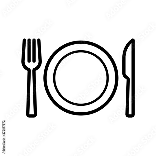 Plate with fork and knife icon flat vector illustration design