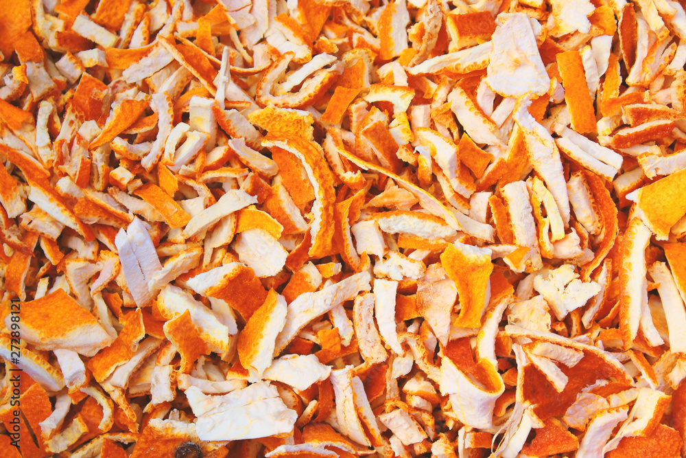Dry tangerine peel. Close-up. View from above. Background. Texture. Dry tangerine peel. Close-up. View from above. Background. Texture.