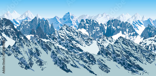 vector mountains karakoram himalayan illustration