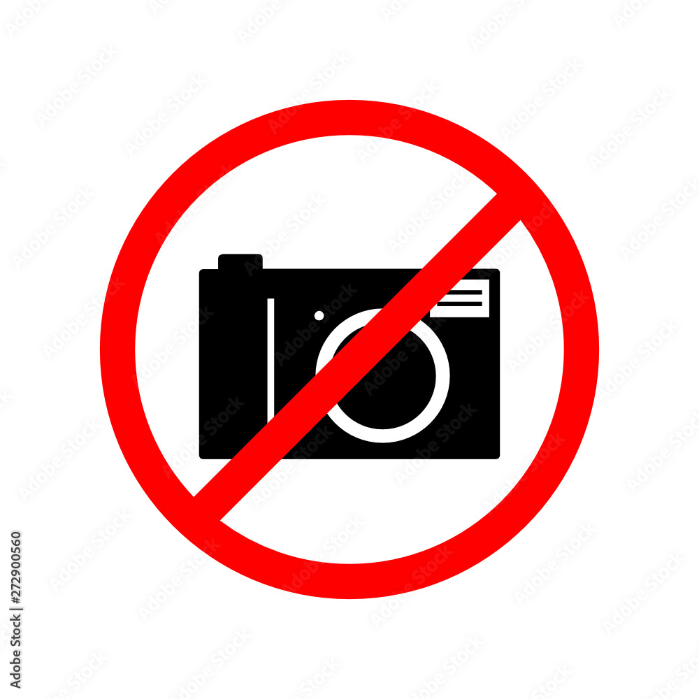 No photos allowed sign. Camera forbidden sign on white background No photos allowed sign. Camera forbidden sign on white background