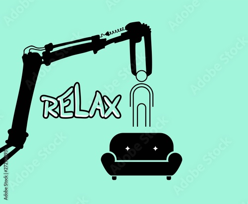 Tech arm releasing a man on sofa