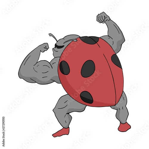 Design of strong ladybug illustration