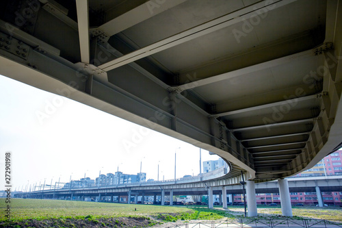 architecture of a modern automobile bridge, geometry of lines