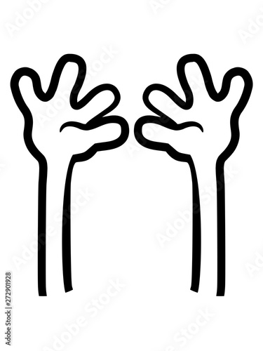 hochheben 2 hände überfall ergeben winken hand arm comic cartoon design  clipart lustig cool finger Stock Illustration | Adobe Stock