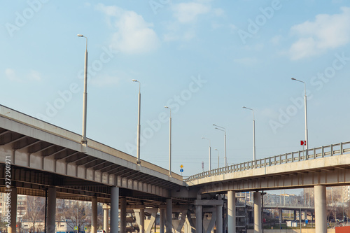 architecture of a modern automobile bridge, geometry of lines