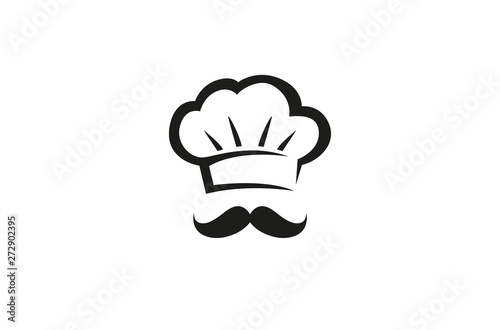 Creative Chef Hat MoustacheLogo Design Vector Symbol Illustration