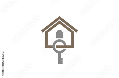 Creative Abstract House Key Logo Design Vector Symbol Illustration
